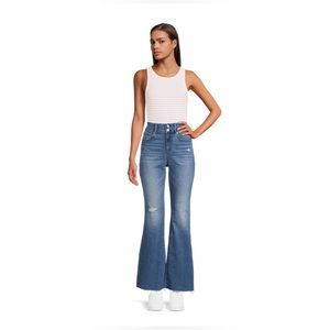 255. Juniors Double Button Flare Jean